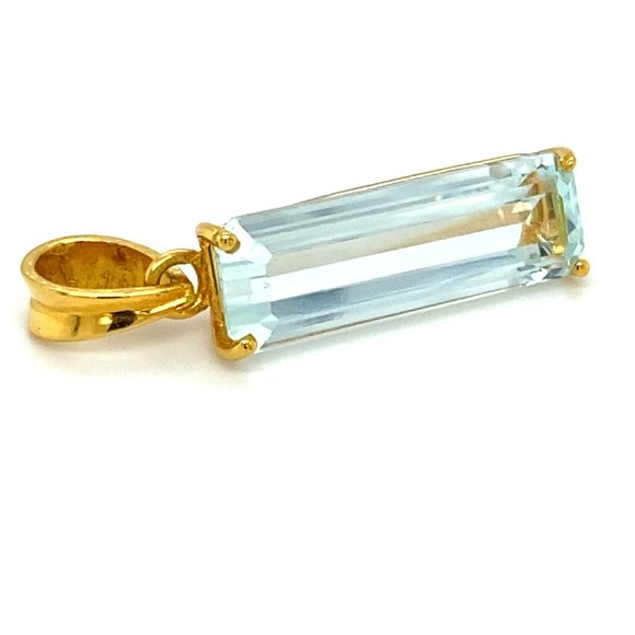 Aquamarine 6.51ct Solid 18K Yellow Gold Pendant - Picture 1 of 8